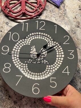 Temptations Gray Rooster Wall Clock